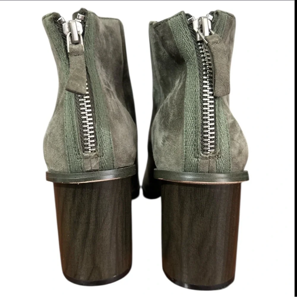 Splendid Suede Block Heel Ankle Boots Olive Green Sz 7.5